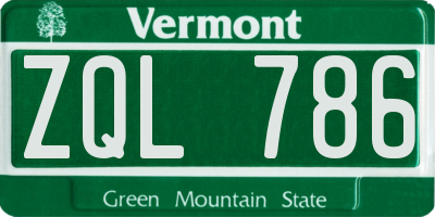 VT license plate ZQL786