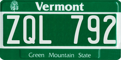 VT license plate ZQL792