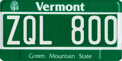 VT license plate ZQL800