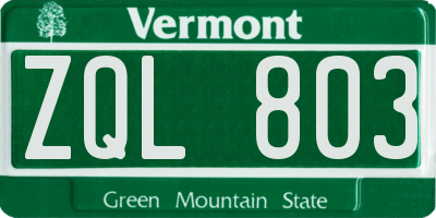 VT license plate ZQL803