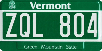 VT license plate ZQL804