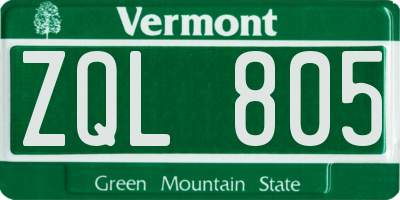 VT license plate ZQL805