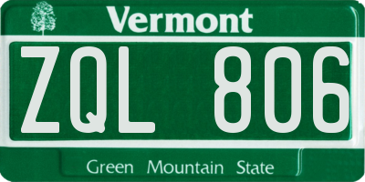 VT license plate ZQL806