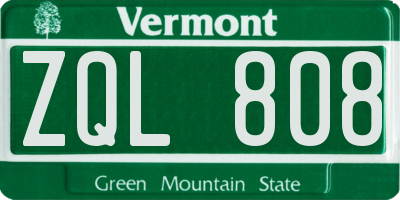 VT license plate ZQL808
