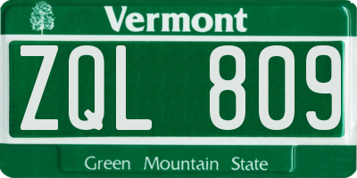 VT license plate ZQL809
