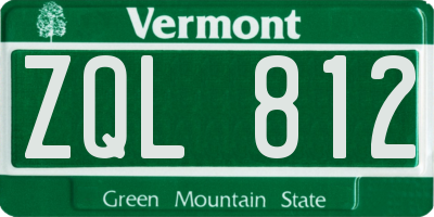 VT license plate ZQL812