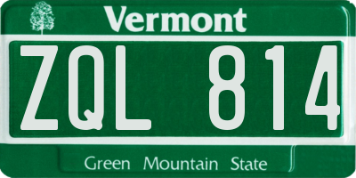 VT license plate ZQL814