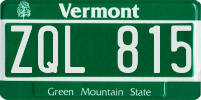 VT license plate ZQL815