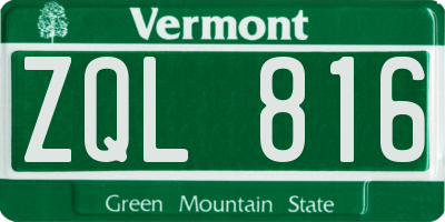 VT license plate ZQL816