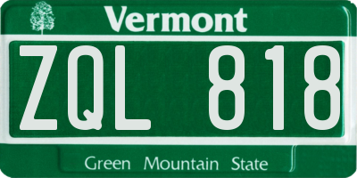 VT license plate ZQL818