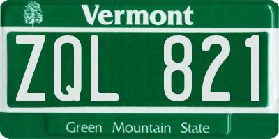 VT license plate ZQL821