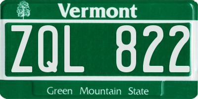 VT license plate ZQL822