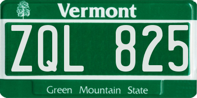 VT license plate ZQL825