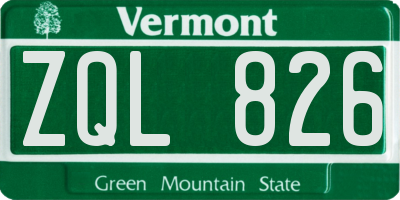 VT license plate ZQL826