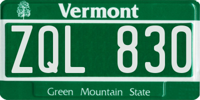 VT license plate ZQL830