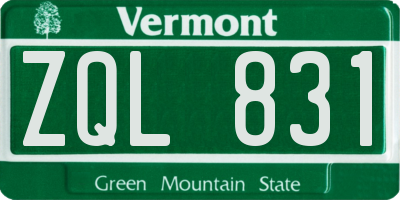 VT license plate ZQL831