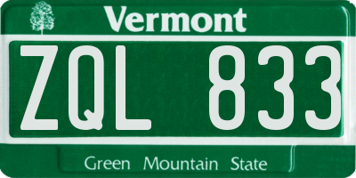 VT license plate ZQL833