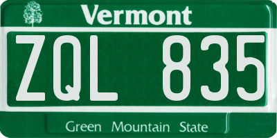 VT license plate ZQL835
