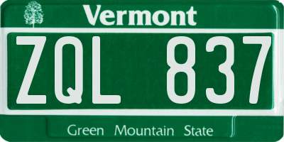VT license plate ZQL837