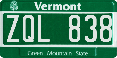 VT license plate ZQL838