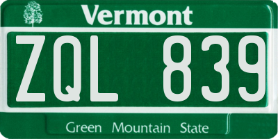 VT license plate ZQL839