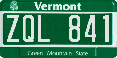 VT license plate ZQL841