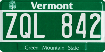 VT license plate ZQL842
