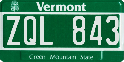 VT license plate ZQL843