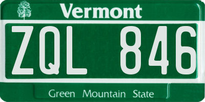 VT license plate ZQL846