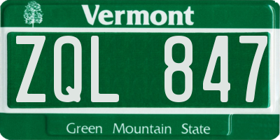 VT license plate ZQL847