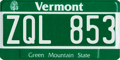 VT license plate ZQL853
