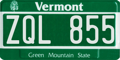 VT license plate ZQL855