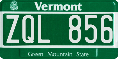 VT license plate ZQL856
