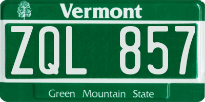 VT license plate ZQL857