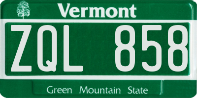 VT license plate ZQL858