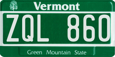 VT license plate ZQL860