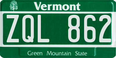 VT license plate ZQL862