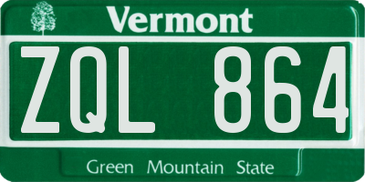 VT license plate ZQL864