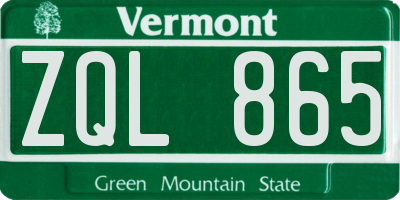 VT license plate ZQL865