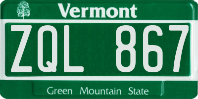 VT license plate ZQL867