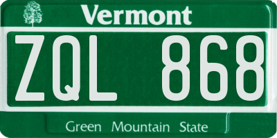 VT license plate ZQL868