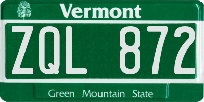 VT license plate ZQL872