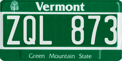 VT license plate ZQL873