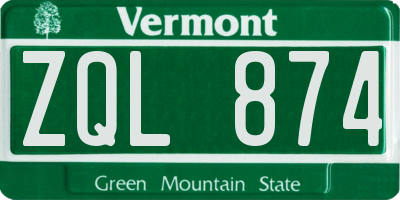 VT license plate ZQL874