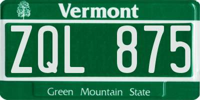 VT license plate ZQL875