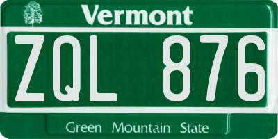 VT license plate ZQL876