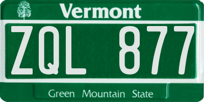 VT license plate ZQL877