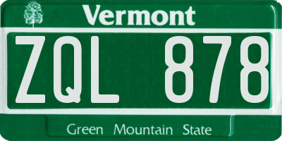 VT license plate ZQL878