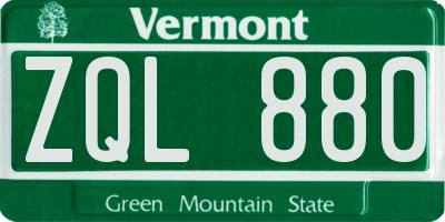 VT license plate ZQL880
