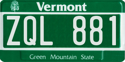 VT license plate ZQL881